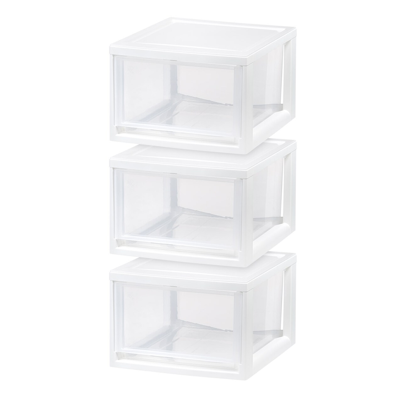 IRIS USA 3Pack 14.5qt Stackable Plastic Storage Drawers, White